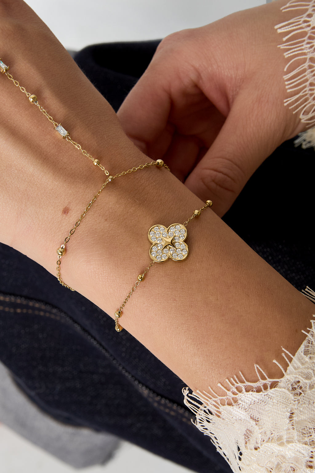Stainless Steel Charm Bracelets Clover Simple Daily Simple Series Women's jewelry
