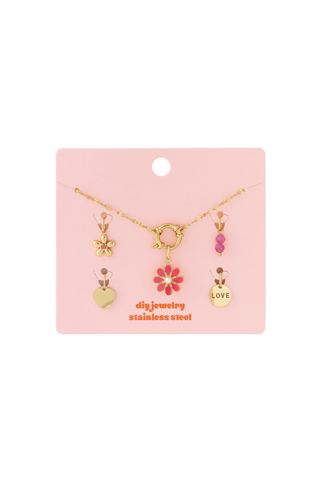Red flower DIY necklace