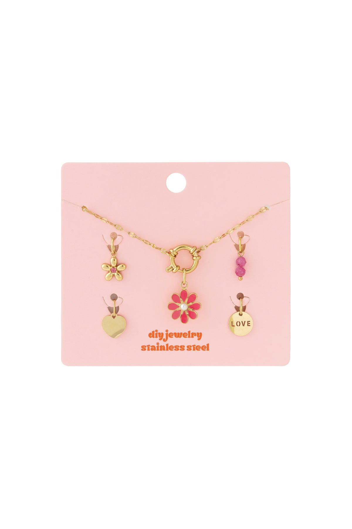 Red flower DIY necklace