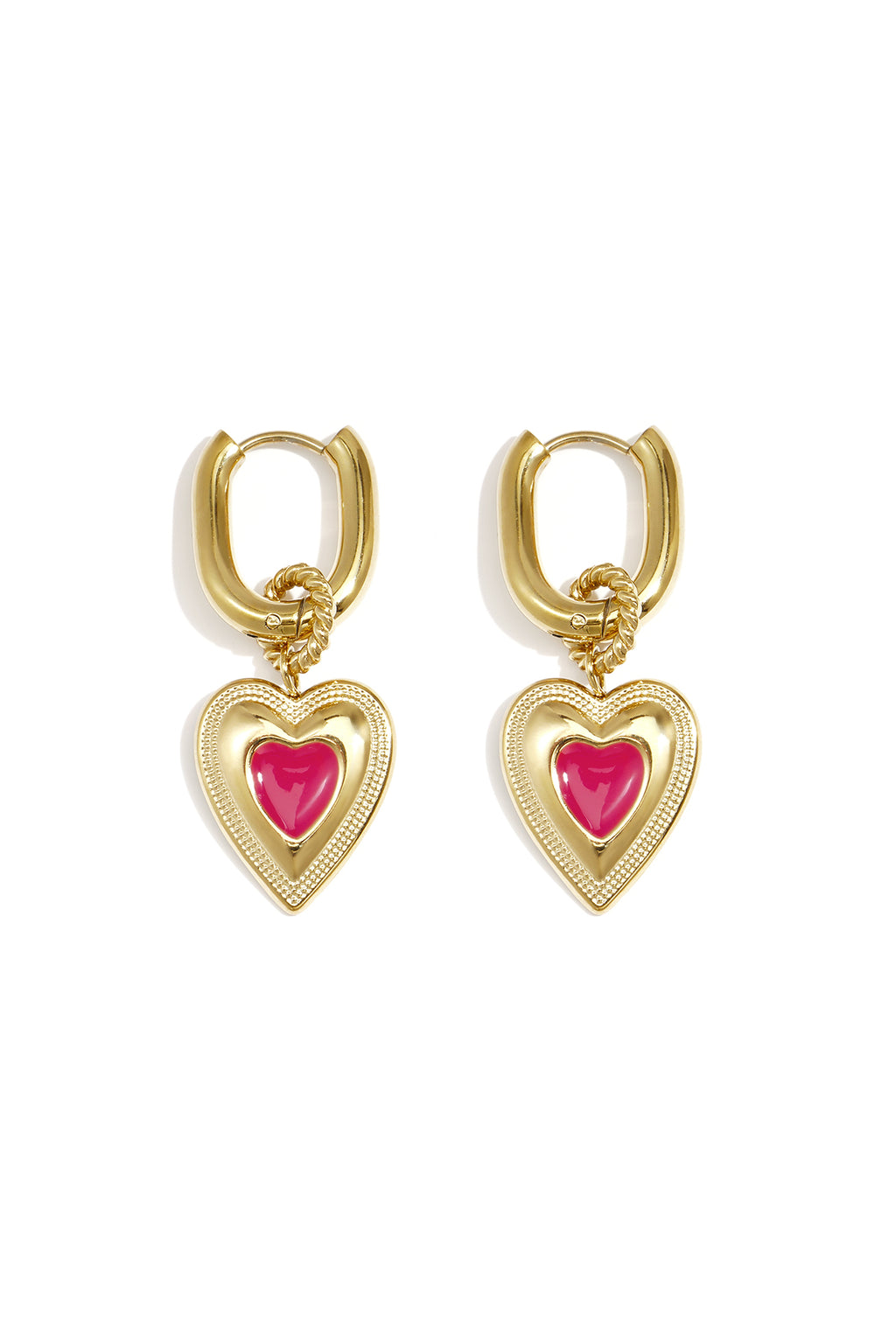 Earrings with colored heart charm