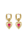 Earrings with colored heart charm