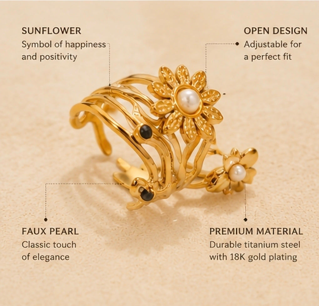 Dydana Pearl Sunflower Ring