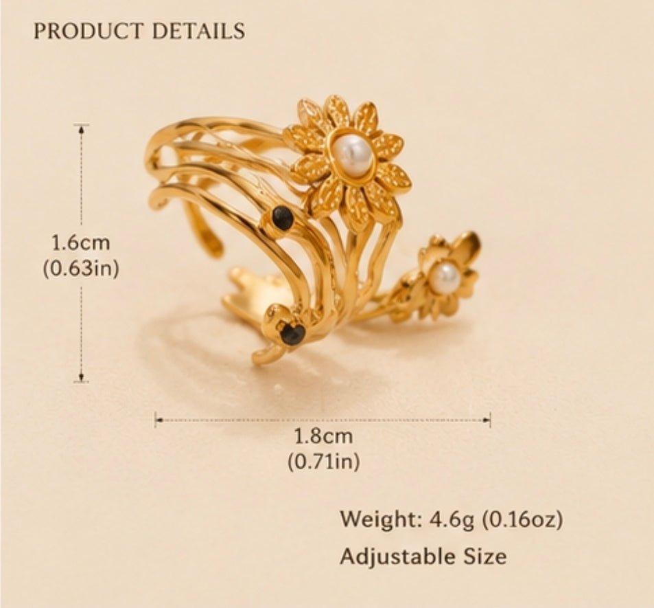 Dydana Pearl Sunflower Ring