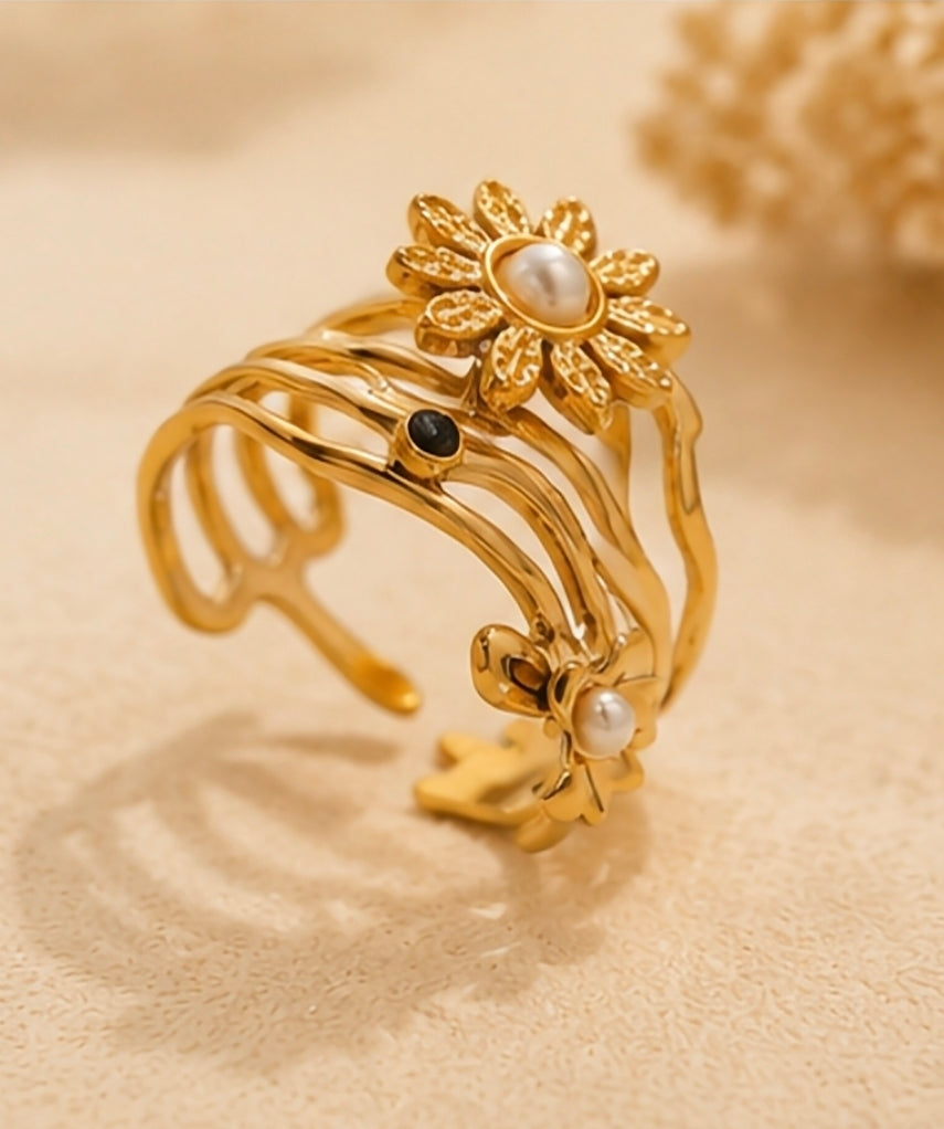 Dydana Pearl Sunflower Ring