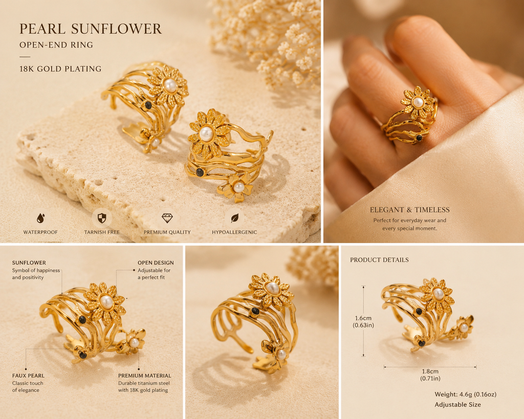 Dydana Pearl Sunflower Ring