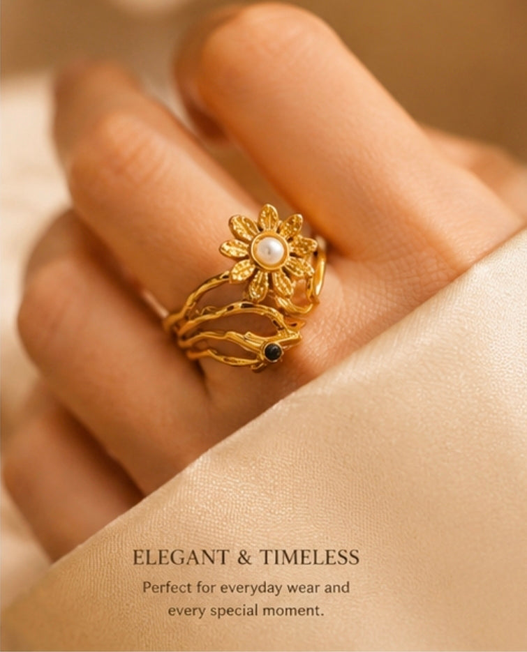 Dydana Pearl Sunflower Ring